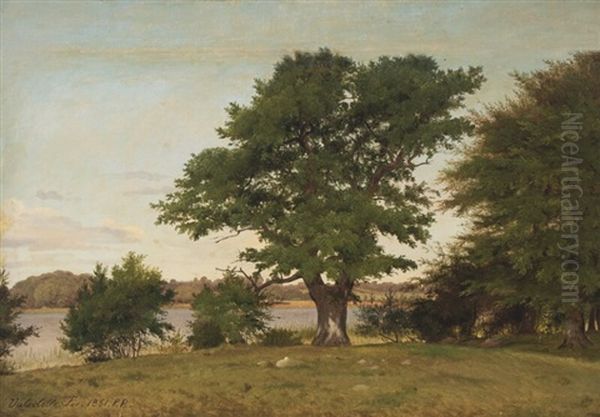 A Danish Summer Landscape From Valsolille Lake Oil Painting by Peter (Johann P.) Raadsig