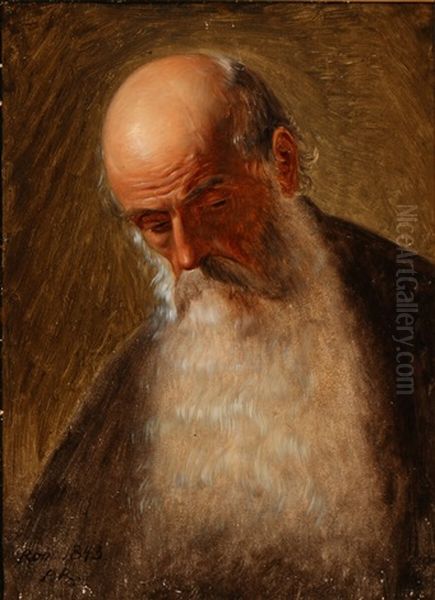 Study For An Old Mendicant Collecting Alms Oil Painting by Peter (Johann P.) Raadsig