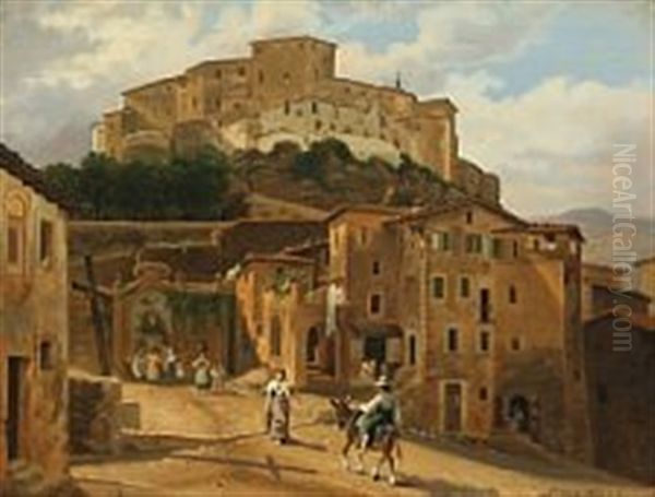 Italian Scenery By A Fountain by Peter (Johann P.) Raadsig