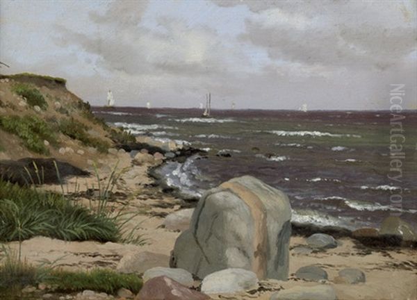 Strandpartie Mit Felsen Bei Kullen Oil Painting by Peter (Johann P.) Raadsig