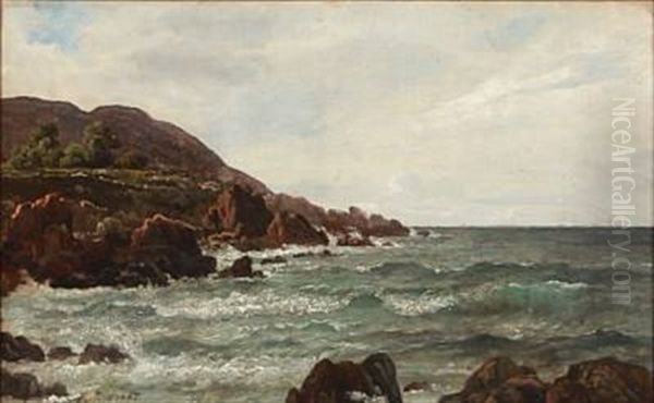 Coastal Scene From Kullen Oil Painting by Peter (Johann P.) Raadsig