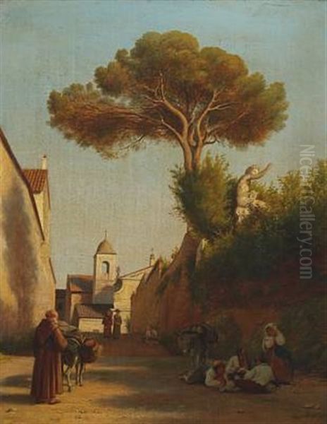 Southern Cityscape With Persons Oil Painting by Peter (Johann P.) Raadsig