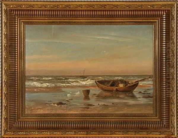 Coastal Scene From Lonstrup, Denmark Oil Painting by Peter (Johann P.) Raadsig