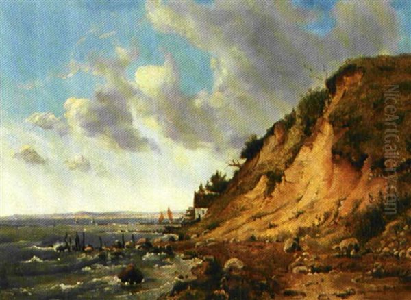 En Dansk Kyst, Sommer Oil Painting by Peter (Johann P.) Raadsig