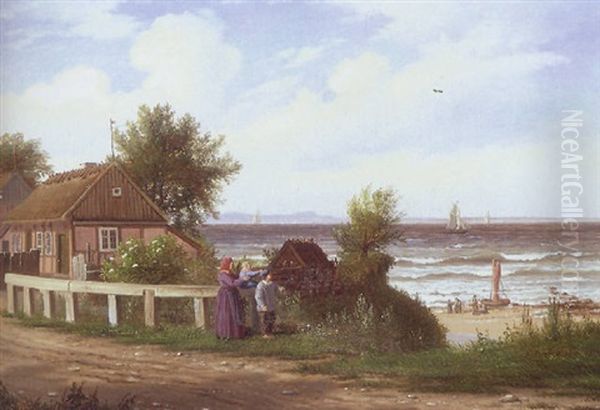 Sommeraften Ved Den Nordsjaellandske Kyst Ved Hornbaek Oil Painting by Peter (Johann P.) Raadsig