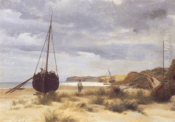 Parti Fra Lokken Strand Oil Painting by Peter (Johann P.) Raadsig