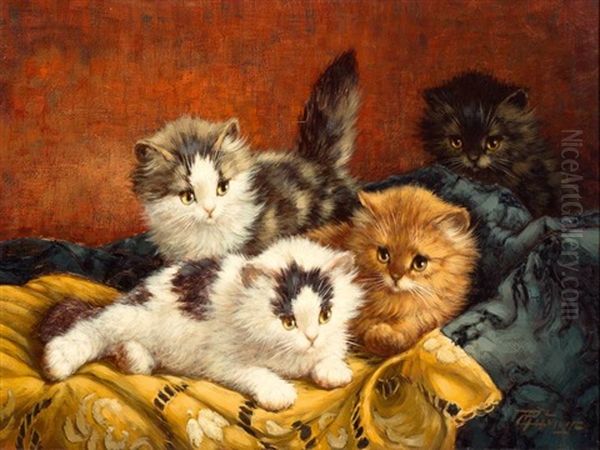 Vier Kittens Oil Painting by Cornelis Raaphorst