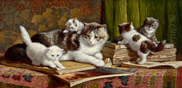 Die Stolze Katzenmutter Oil Painting by Cornelis Raaphorst