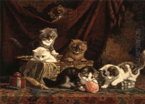 Poezenfamilie Oil Painting by Cornelis Raaphorst