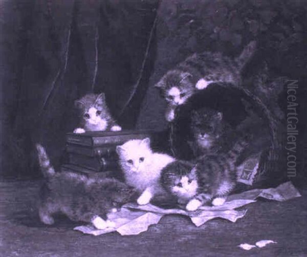 Seven Kittens Playing Oil Painting by Cornelis Raaphorst