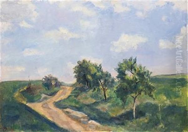 A Large Dirt Road In The Spring Oil Painting by Vaclav Rabas