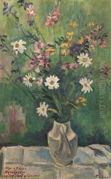 Bouquet Oil Painting by Vaclav Rabas