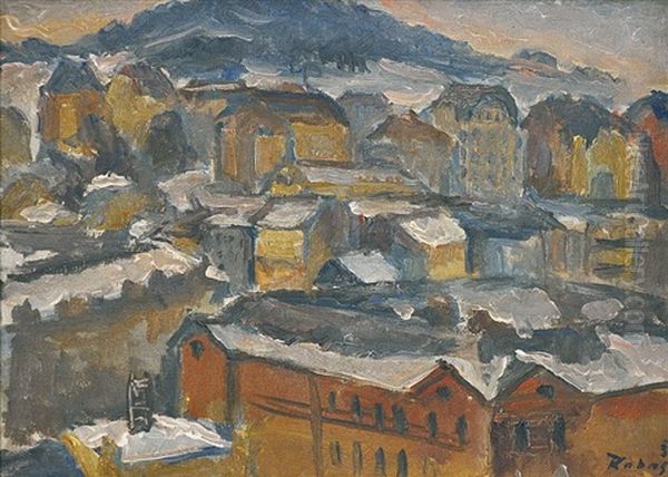 Karlovy Vary Oil Painting by Vaclav Rabas