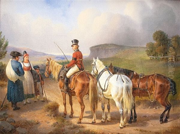 Encounter On The Road Oil Painting by Edmund Friedrich Rabe