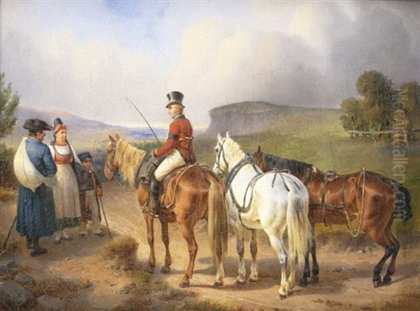 Begegnung Auf Der Landstrase Oil Painting by Edmund Friedrich Rabe