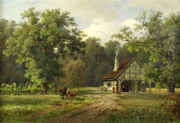 Smithery In The Woods By Konigsberg Oil Painting by Otto Rabe