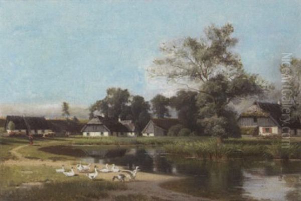 Dorf In Der Nahe Von Tapiau Oil Painting by Otto Rabe