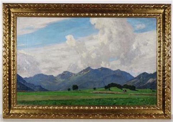 Sommermorgen Im Chiemgau Oil Painting by Fritz Wilhelm Rabending