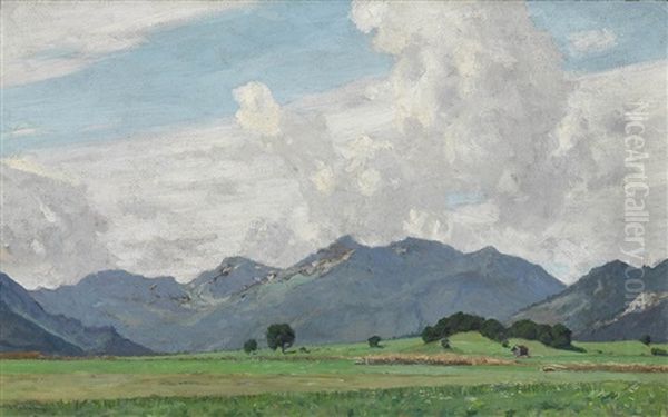 Sommermorgen Im Chiemgau Oil Painting by Fritz Wilhelm Rabending