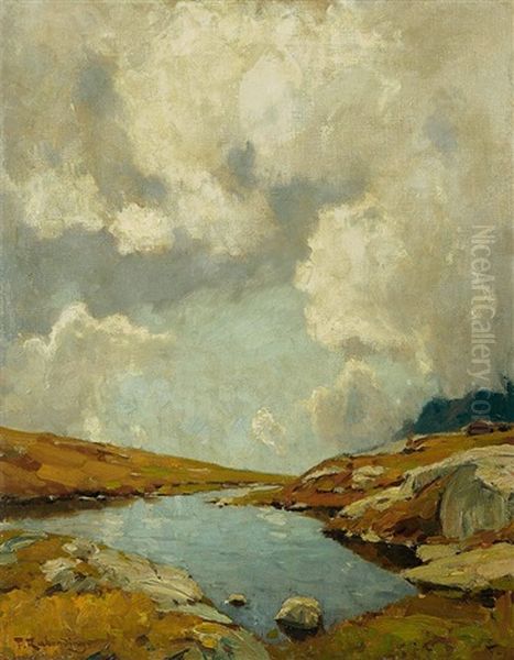 Landschaft Mit Gewasser Oil Painting by Fritz Wilhelm Rabending