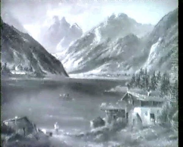 Blick Auf Den Walchensee Oil Painting by Fritz Wilhelm Rabending