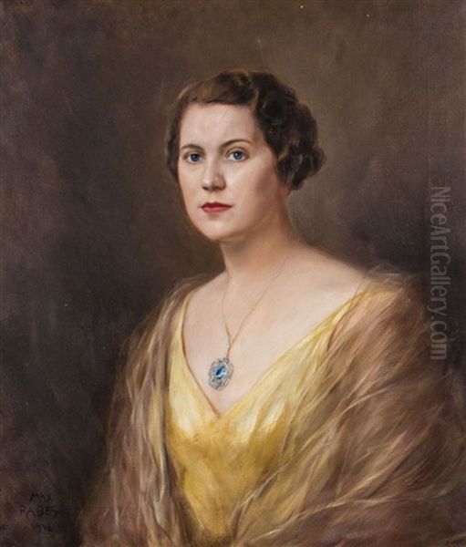 Damenportrait Oil Painting by Max Friedrich Rabes