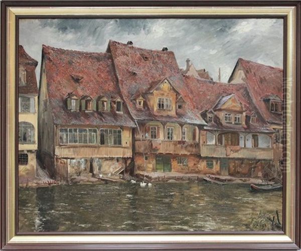 Alt Bamberg Oil Painting by Max Friedrich Rabes