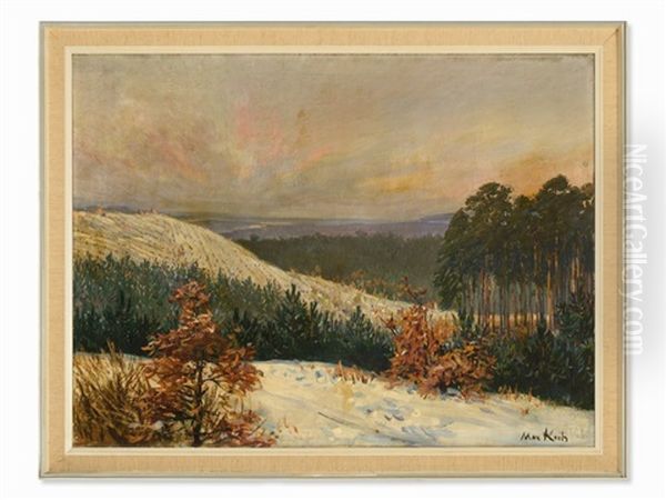 Winter Landscape Oil Painting by Max Friedrich Rabes