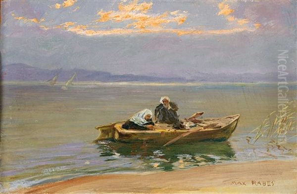 Arabisches Paar Im Fischerboot Auf Dem Nil? Oil Painting by Max Friedrich Rabes