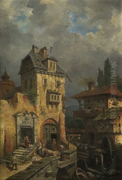 The Old Mill Oil Painting by Max Friedrich Rabes