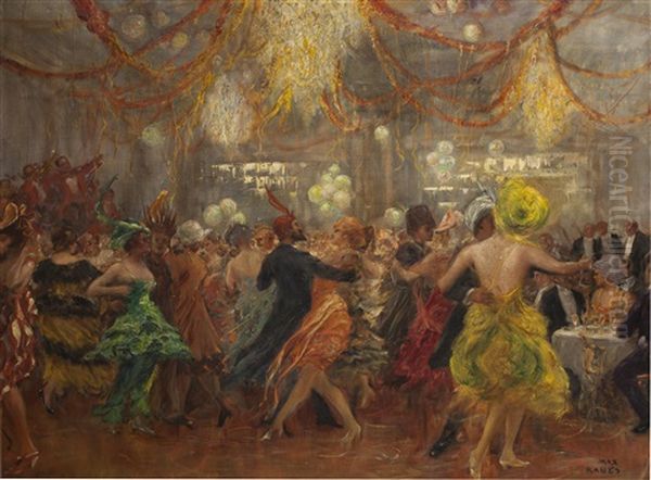 Faschingsball (carnival) Oil Painting by Max Friedrich Rabes