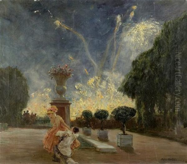 Feuerwerk In Versailles Oil Painting by Max Friedrich Rabes