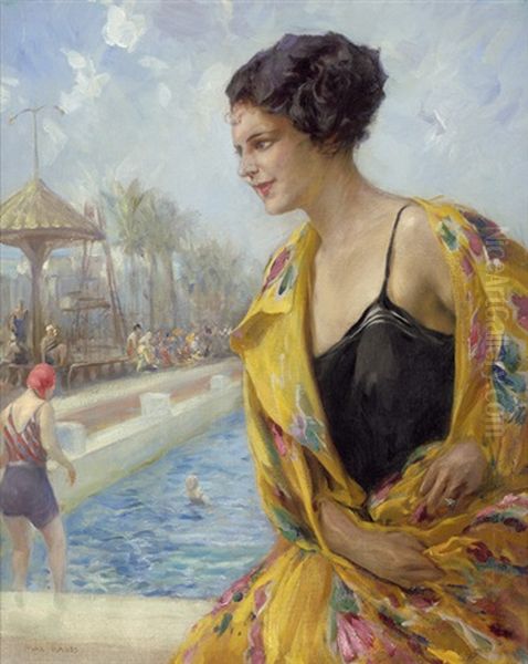 Im Freibad Oil Painting by Max Friedrich Rabes