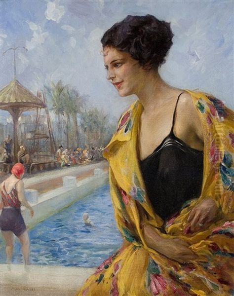 Im Freibad Oil Painting by Max Friedrich Rabes