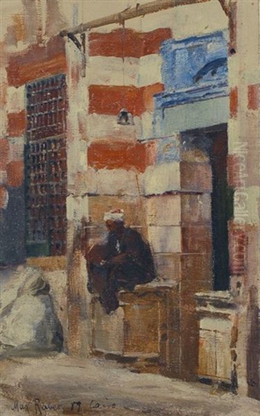 Lesender Vor Einem Haus. Cairo Oil Painting by Max Friedrich Rabes