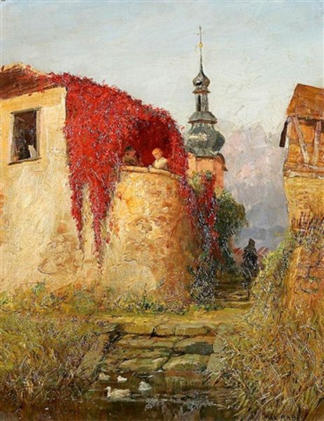 Motiv Fur Wertheim. Rotes Herbstlaub Oil Painting by Max Friedrich Rabes