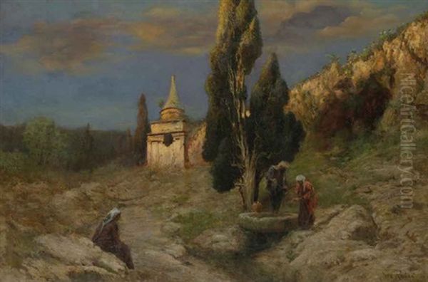 The Tomb Of Absalom Oil Painting by Max Friedrich Rabes