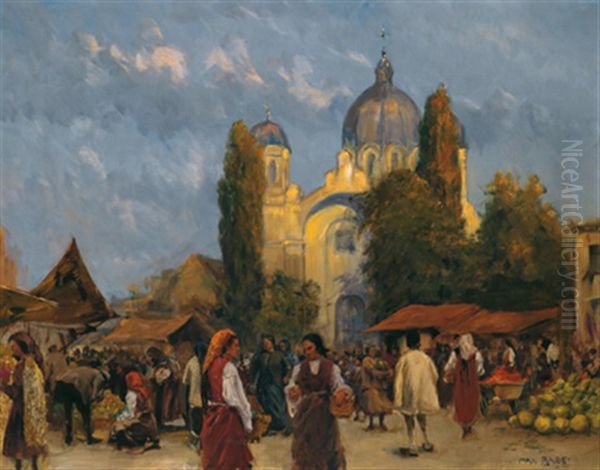 Markt In Sofia Oil Painting by Max Friedrich Rabes