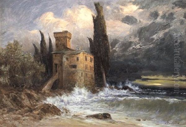 Brandung (rapallo) Oil Painting by Max Friedrich Rabes