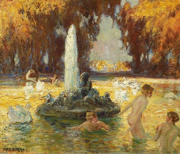 Spatsommer In Versailles Oil Painting by Max Friedrich Rabes