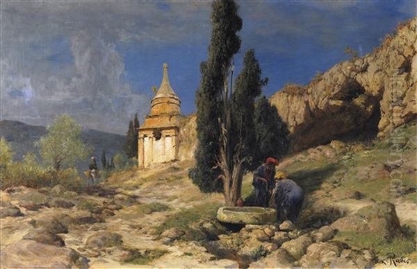 Absaloms Grab Bei Jerusalem Oil Painting by Max Friedrich Rabes