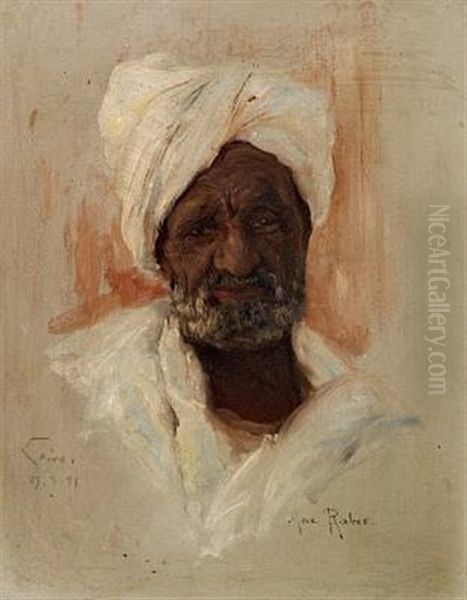 A Berber With A White Turban Oil Painting by Max Friedrich Rabes