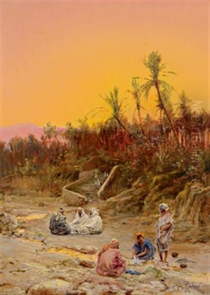 Abend Bei Biskra Oil Painting by Max Friedrich Rabes