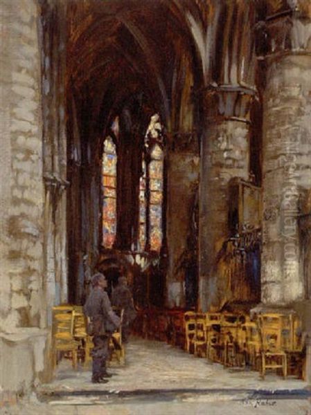 Kirche St. Gudule (brussel) Oil Painting by Max Friedrich Rabes