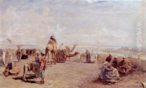 Arabischer Markt Bei Cairo Oil Painting by Max Friedrich Rabes