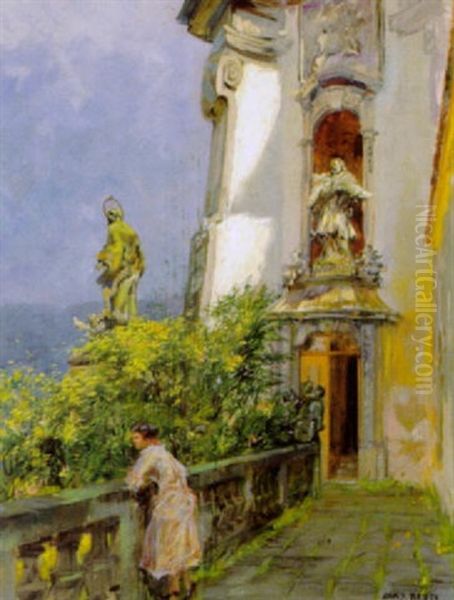 Blick Von Der Klosterkirche In Durnstein An Der Donau Oil Painting by Max Friedrich Rabes