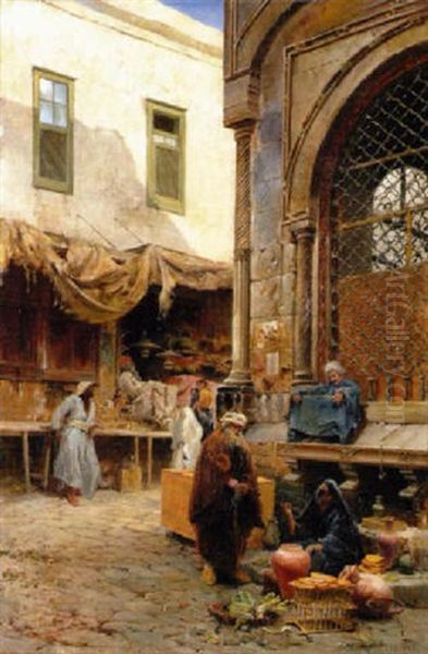 Morgenfruhe Am Sebil In Cairo Oil Painting by Max Friedrich Rabes