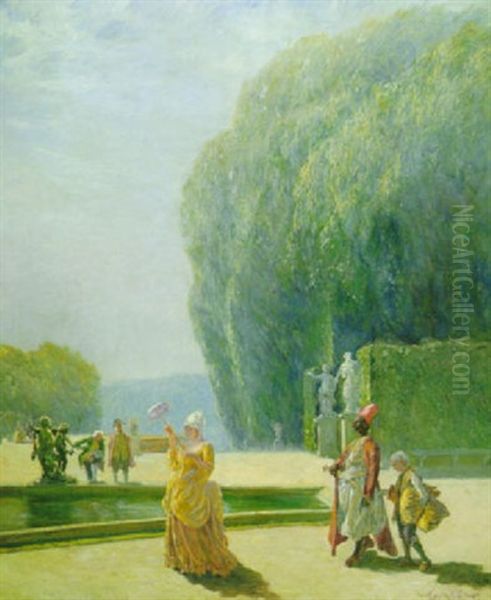 Promenade Im Schlospark Oil Painting by Max Friedrich Rabes