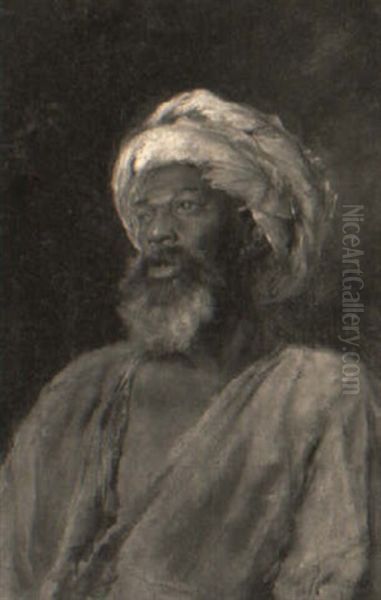 An Arab Portrait Oil Painting by Max Friedrich Rabes