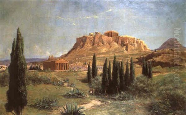 Blick Auf Die Akropolis, Athen Oil Painting by Max Friedrich Rabes